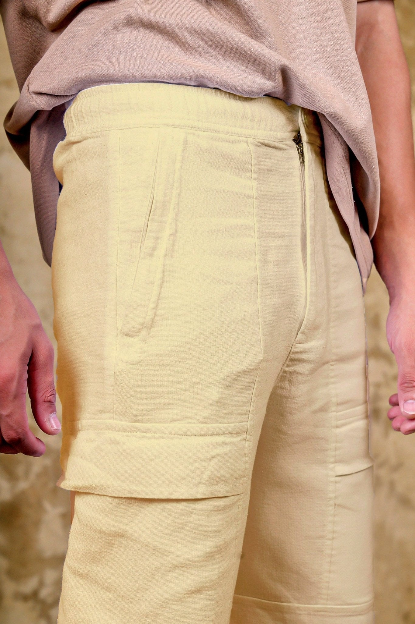 Bluebird Men's Cotton Cargo Pants Loose Fit Beige 