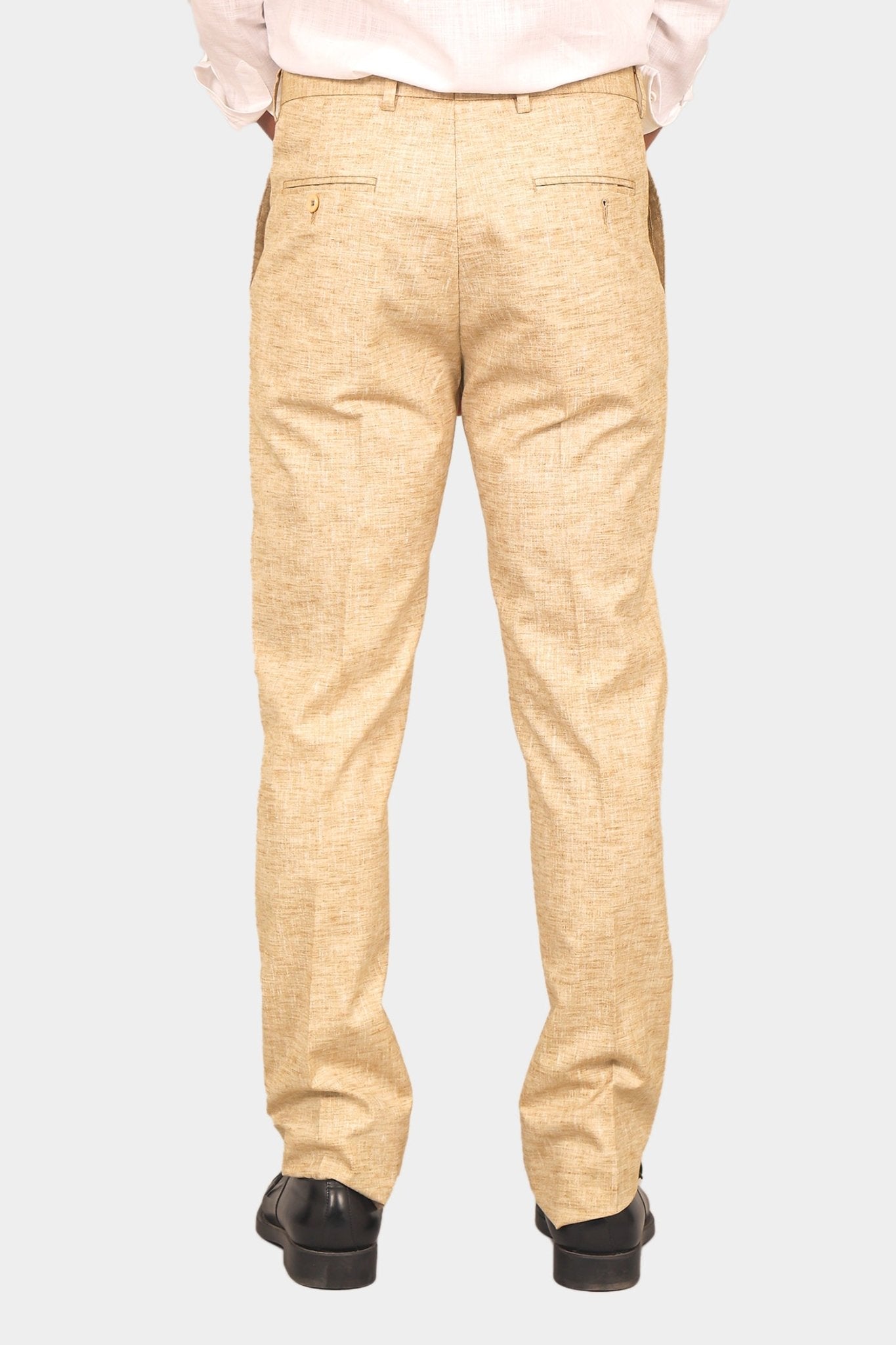 Bluebird Men's Cream Linen Formal Trouser 