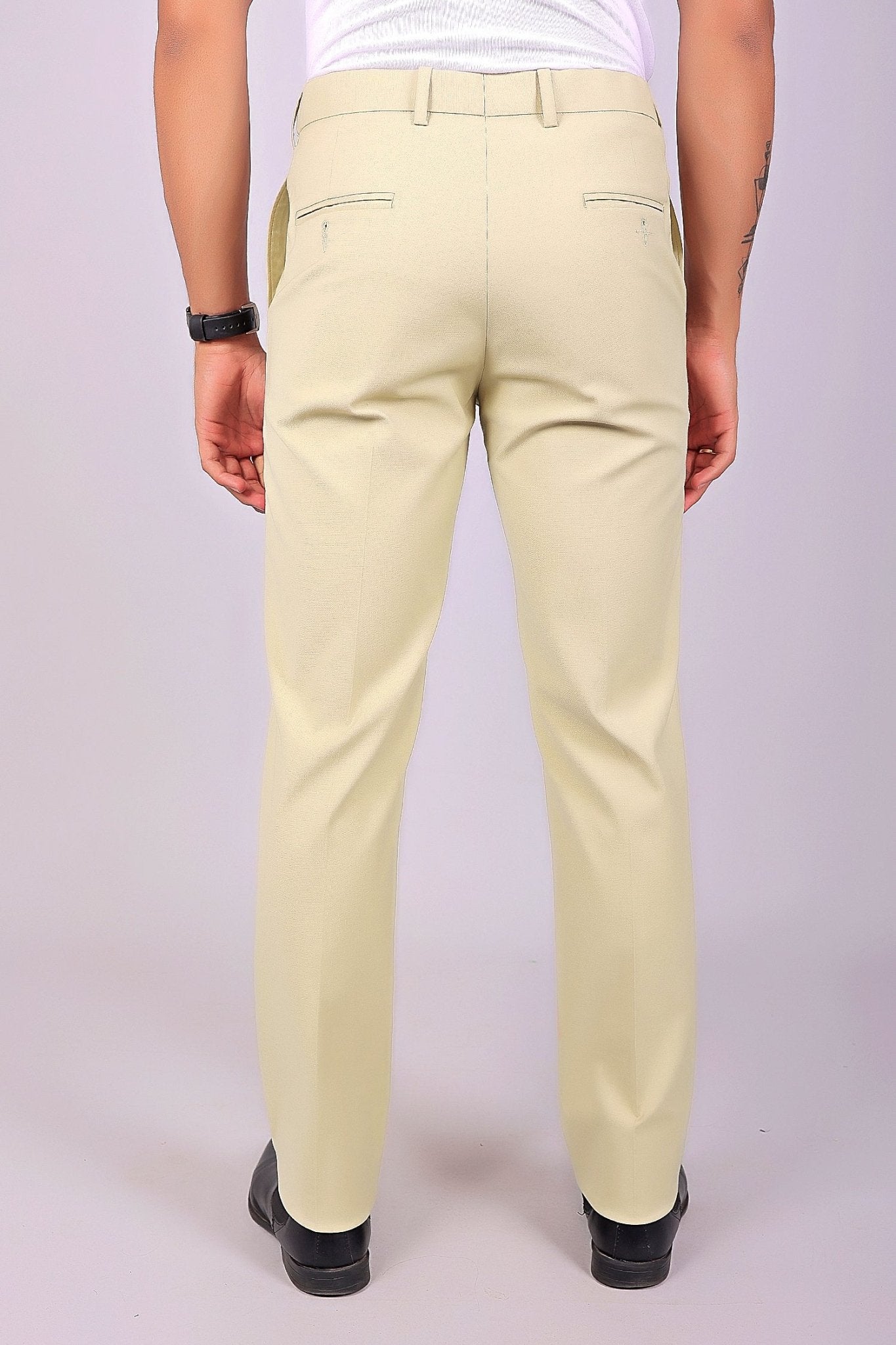Bluebird Men's Cream Stretch Band Trousers 