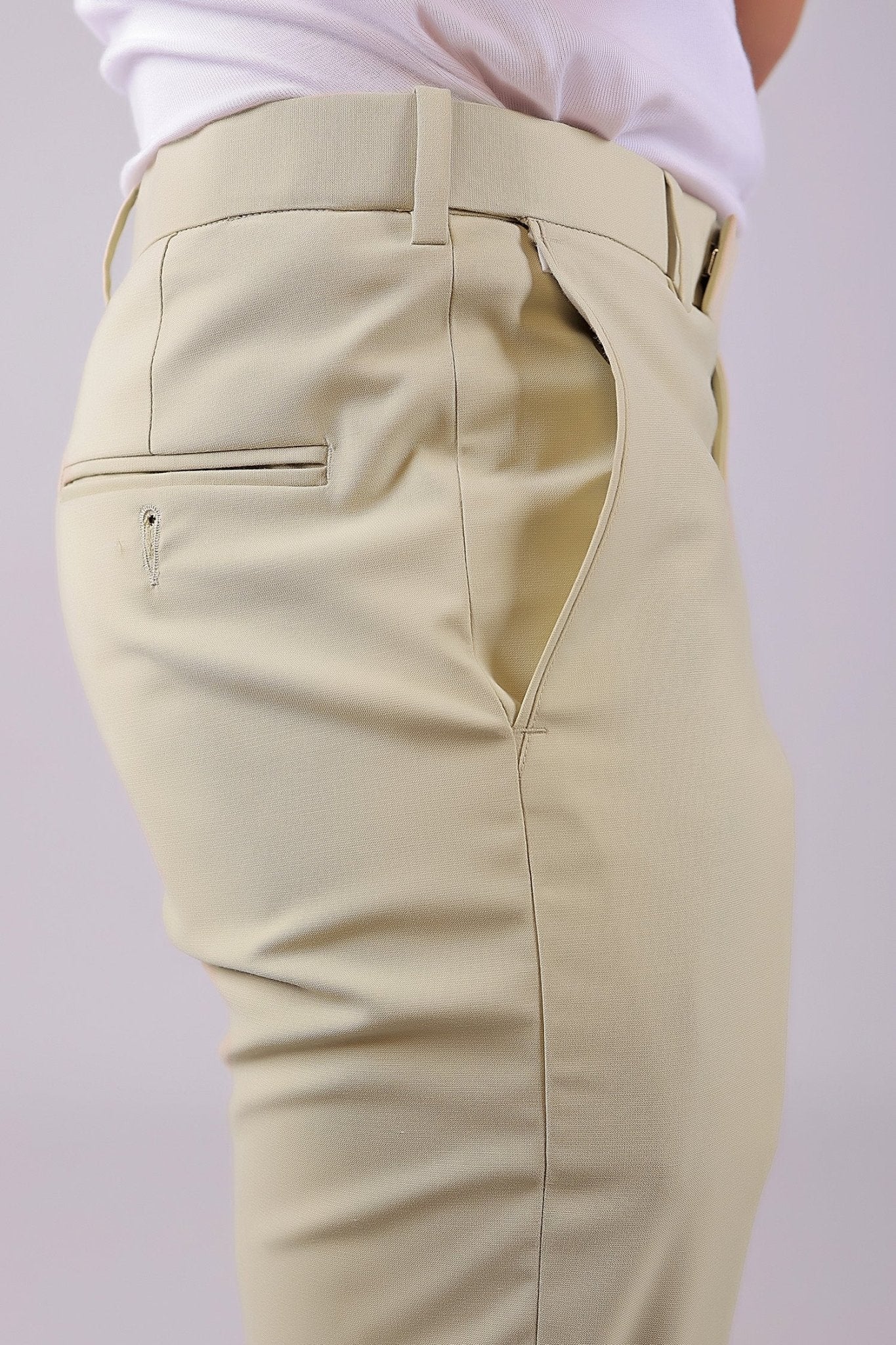 Bluebird Men's Cream Stretch Band Trousers 