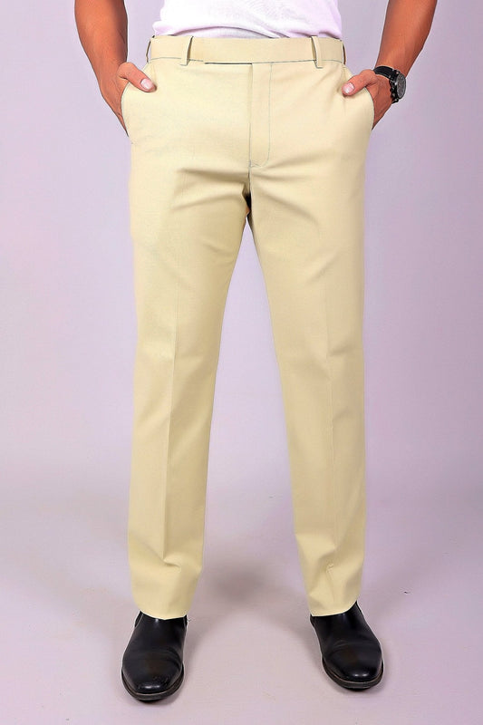 Bluebird Men's Cream Stretch Band Trousers 
