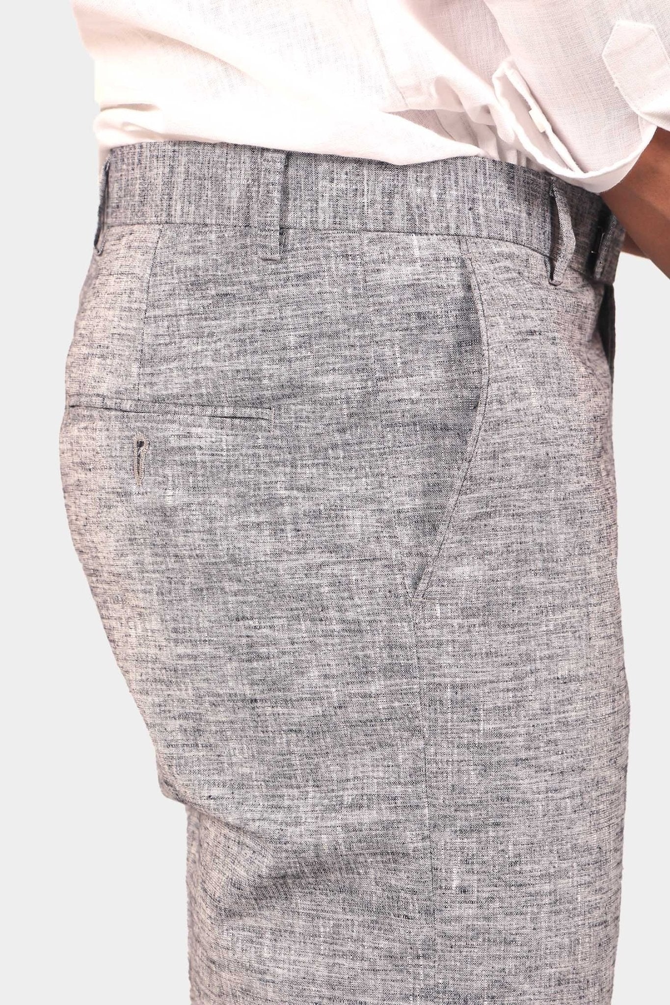 Bluebird Men's Dark Black Linen Formal Trouser 