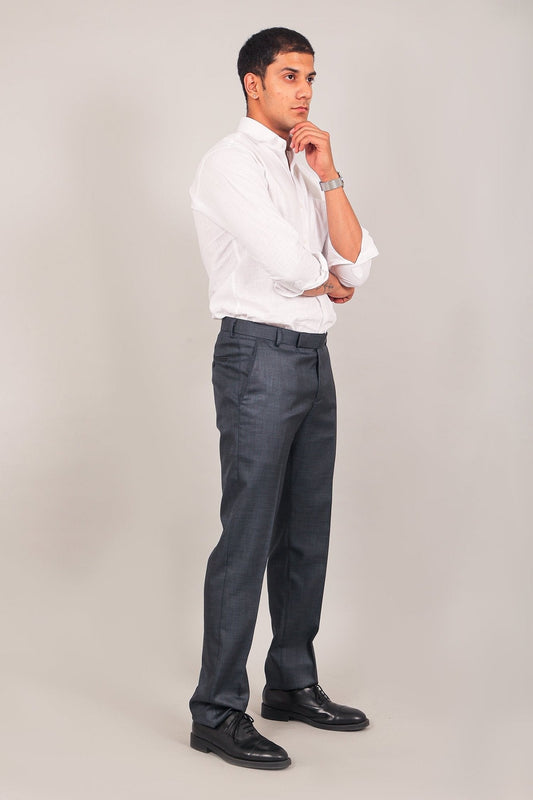 Bluebird Men's Dark Blue-Grey Formal Trousers 