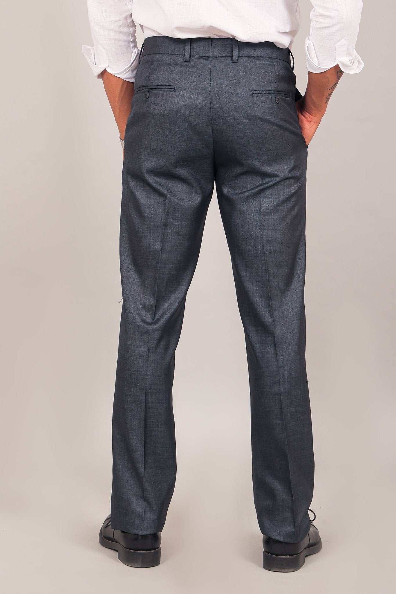 Bluebird Men's Dark Blue-Grey Formal Trousers 
