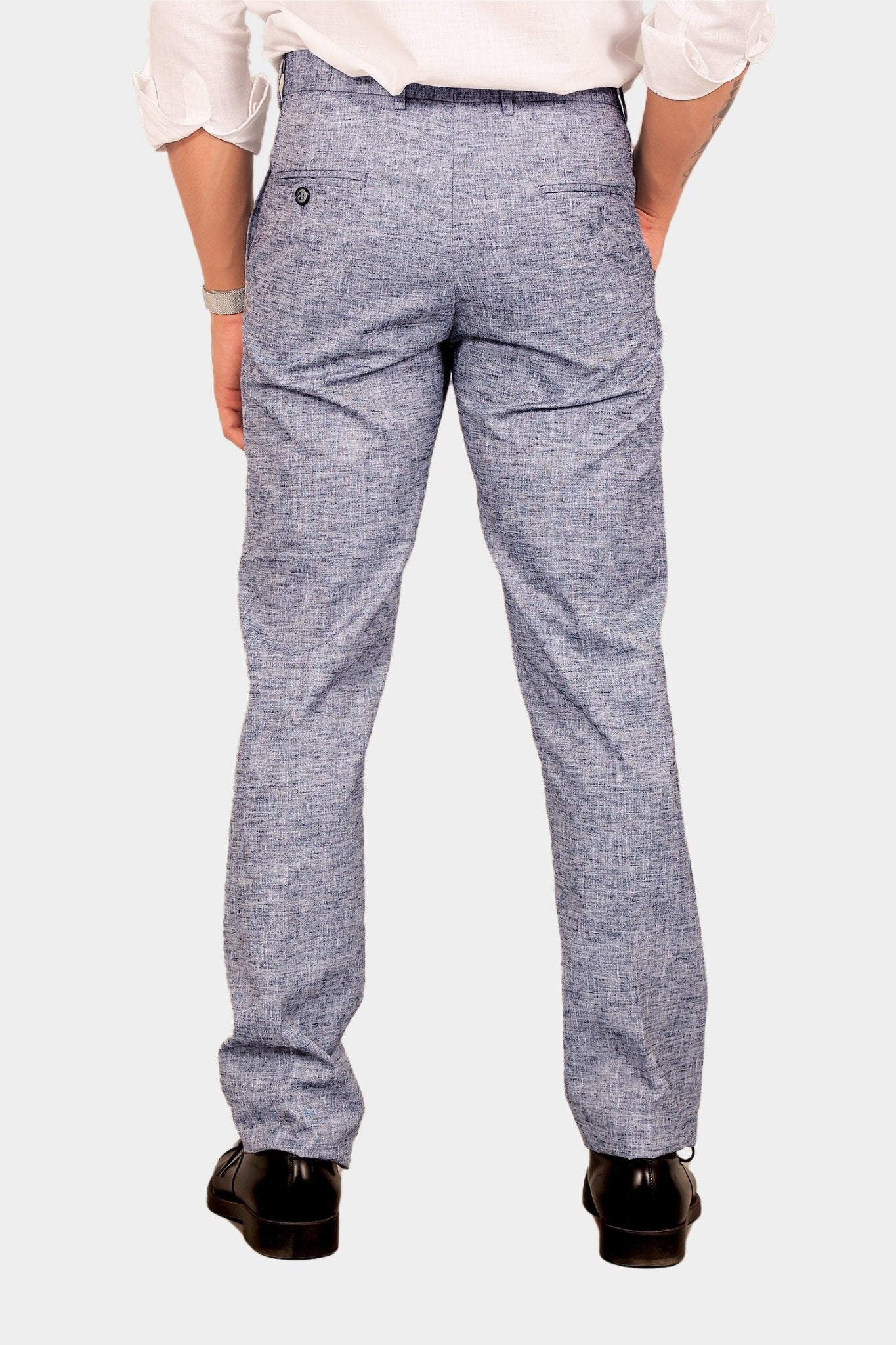 Bluebird Men's Dark Blue Linen Formal Trouser 