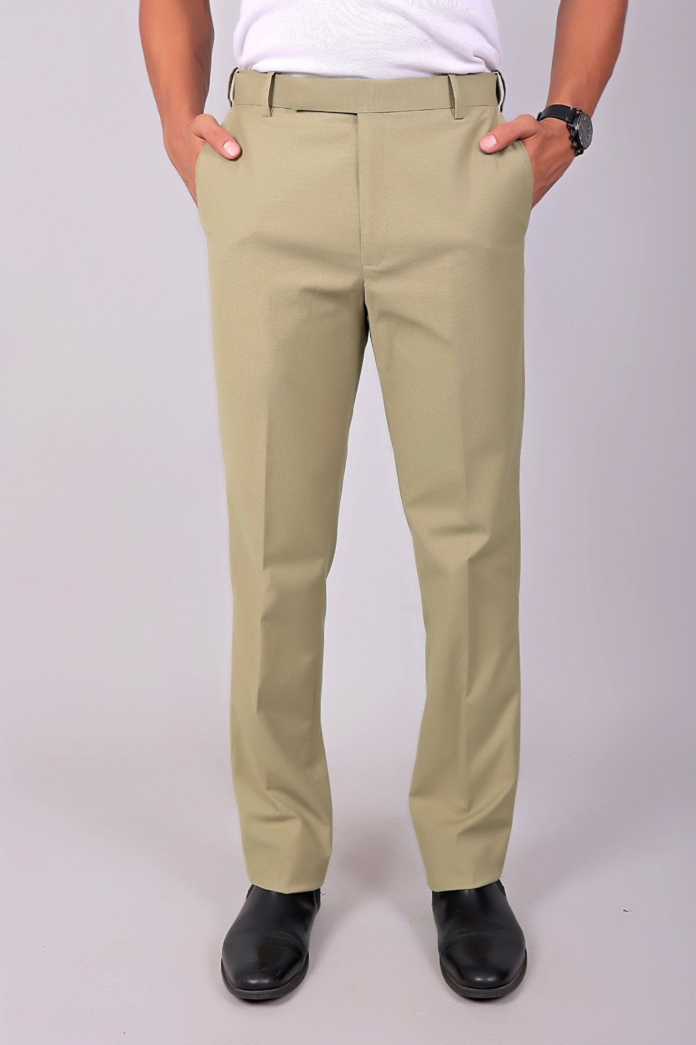 Bluebird Men's Ecru Stretch Band Trousers 