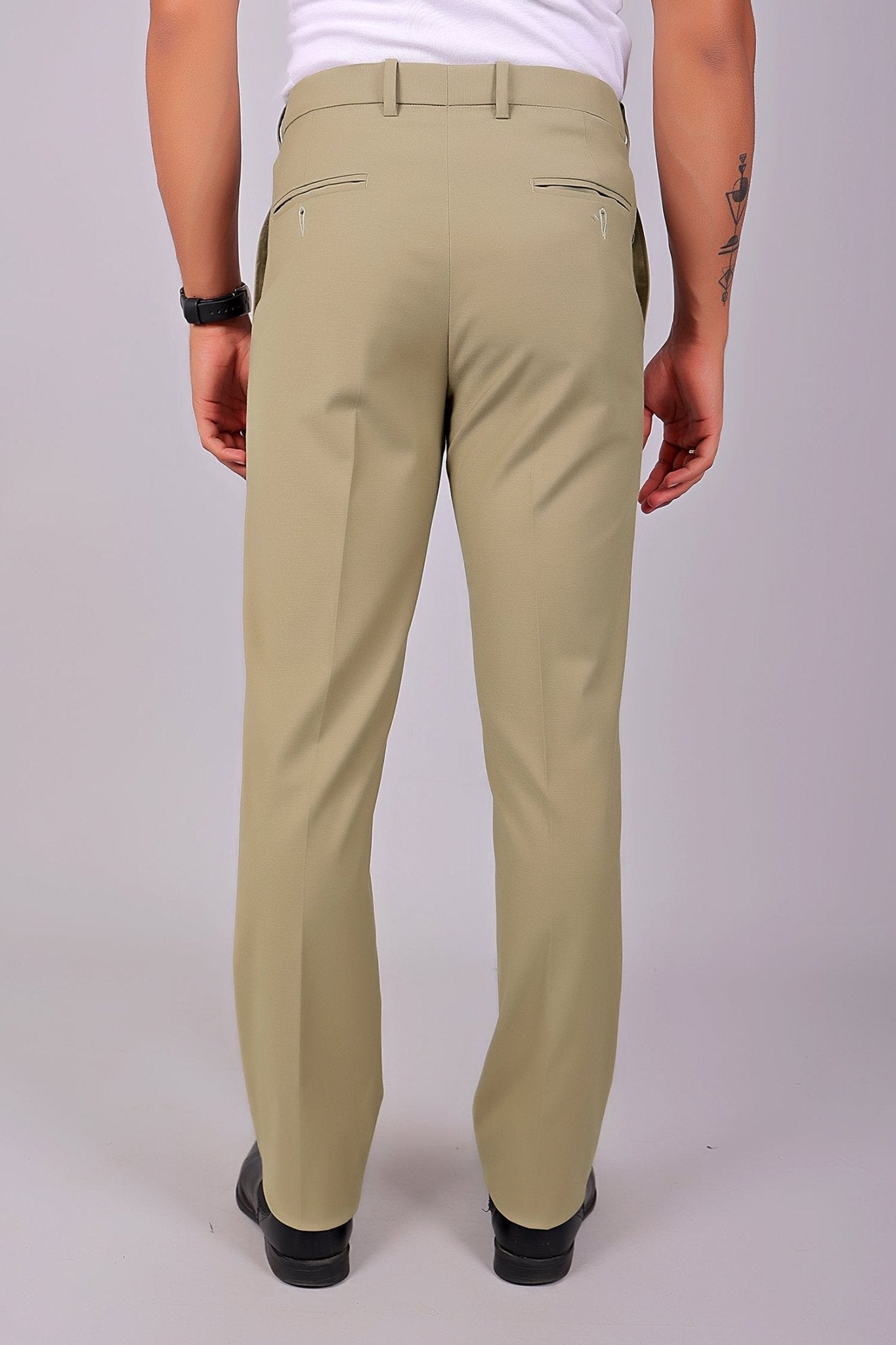Bluebird Men's Ecru Stretch Band Trousers 