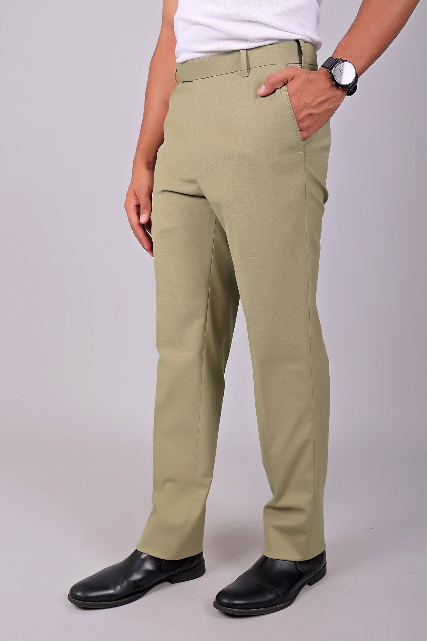 Bluebird Men's Ecru Stretch Band Trousers 