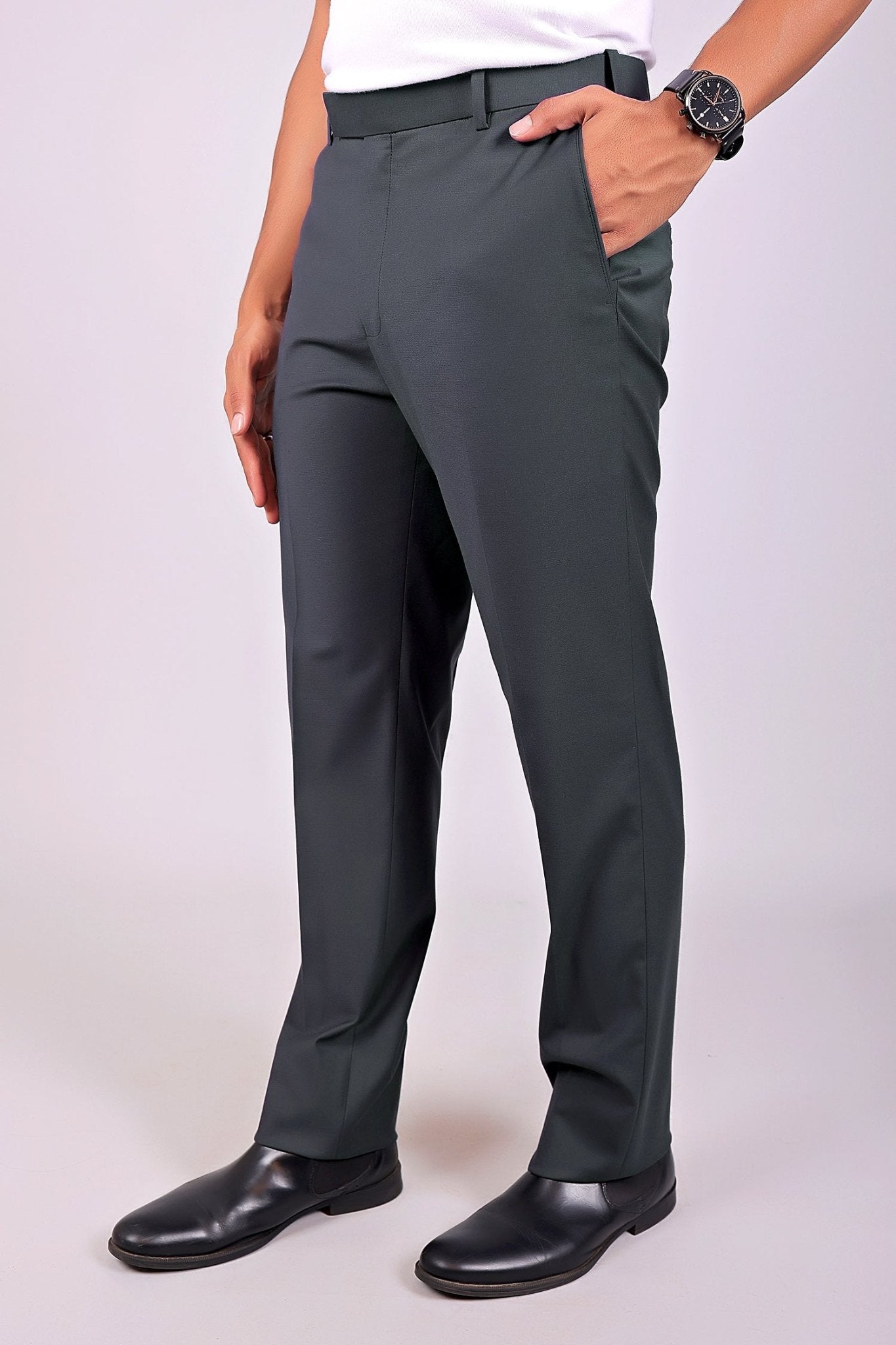 Bluebird Men's Iron Grey Stretch Band Trousers 