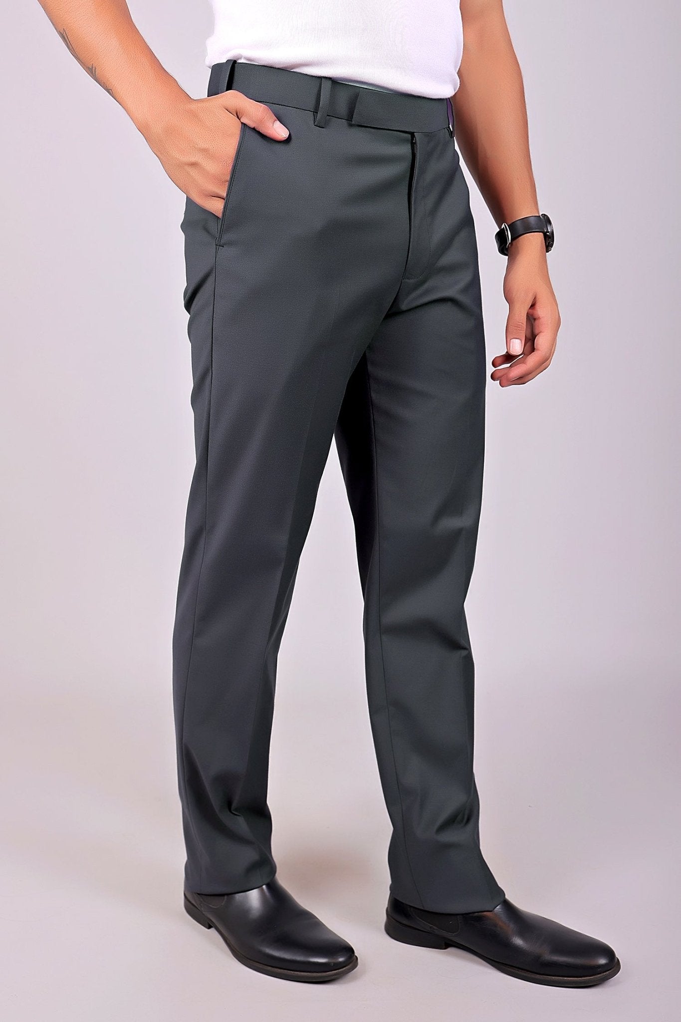 Bluebird Men's Iron Grey Stretch Band Trousers 