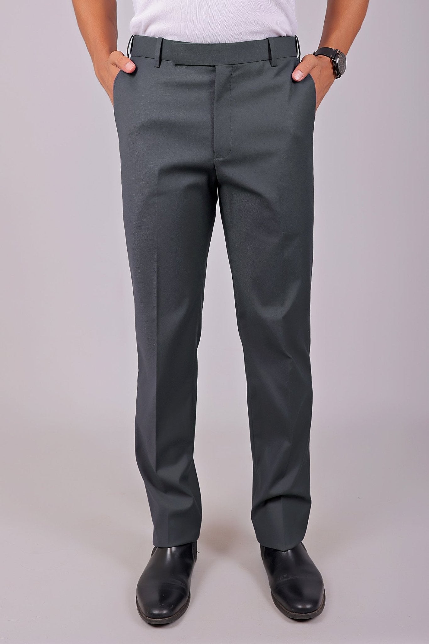 Bluebird Men's Iron Grey Stretch Band Trousers 