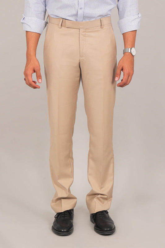 Bluebird Men's Khaki Textured Formal Trousers