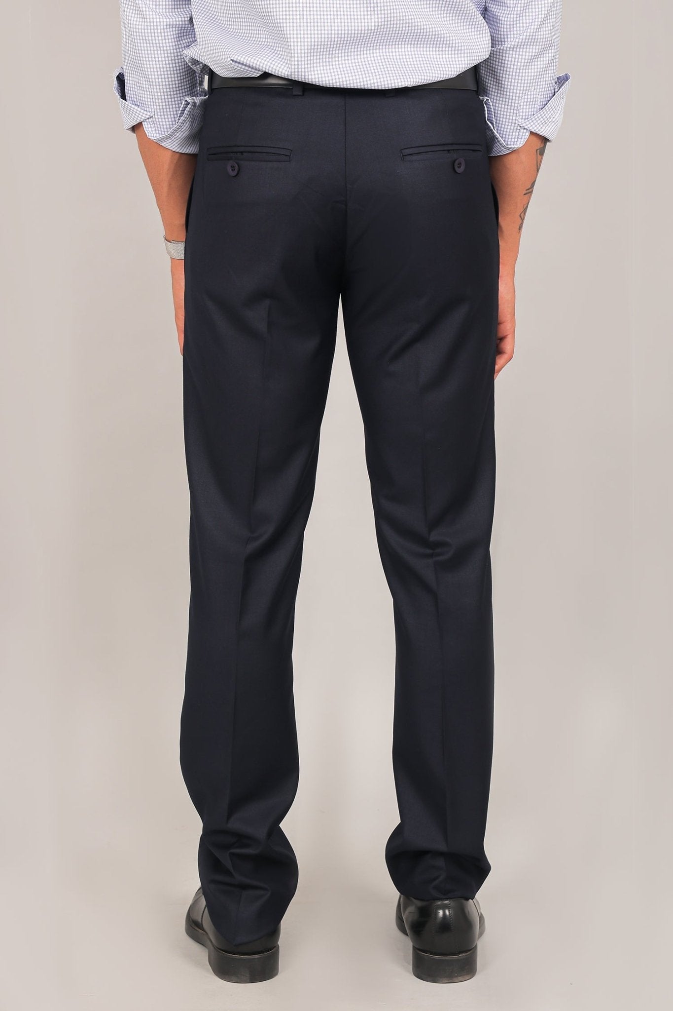 Bluebird Men's Navy Blue Formal Trouser 