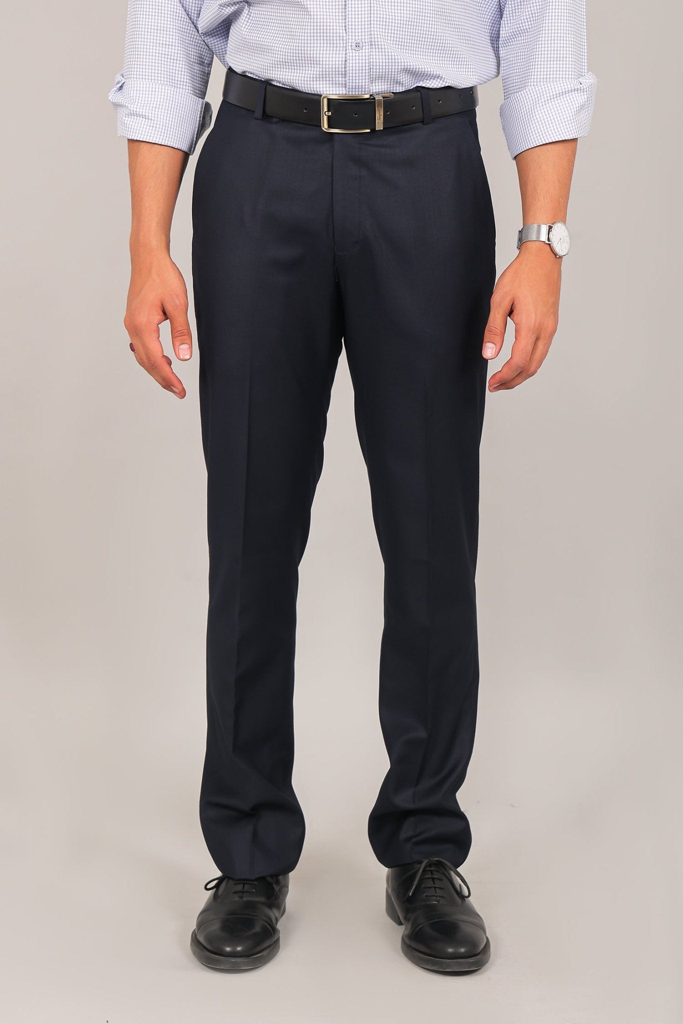 Bluebird Men's Navy Blue Formal Trouser 