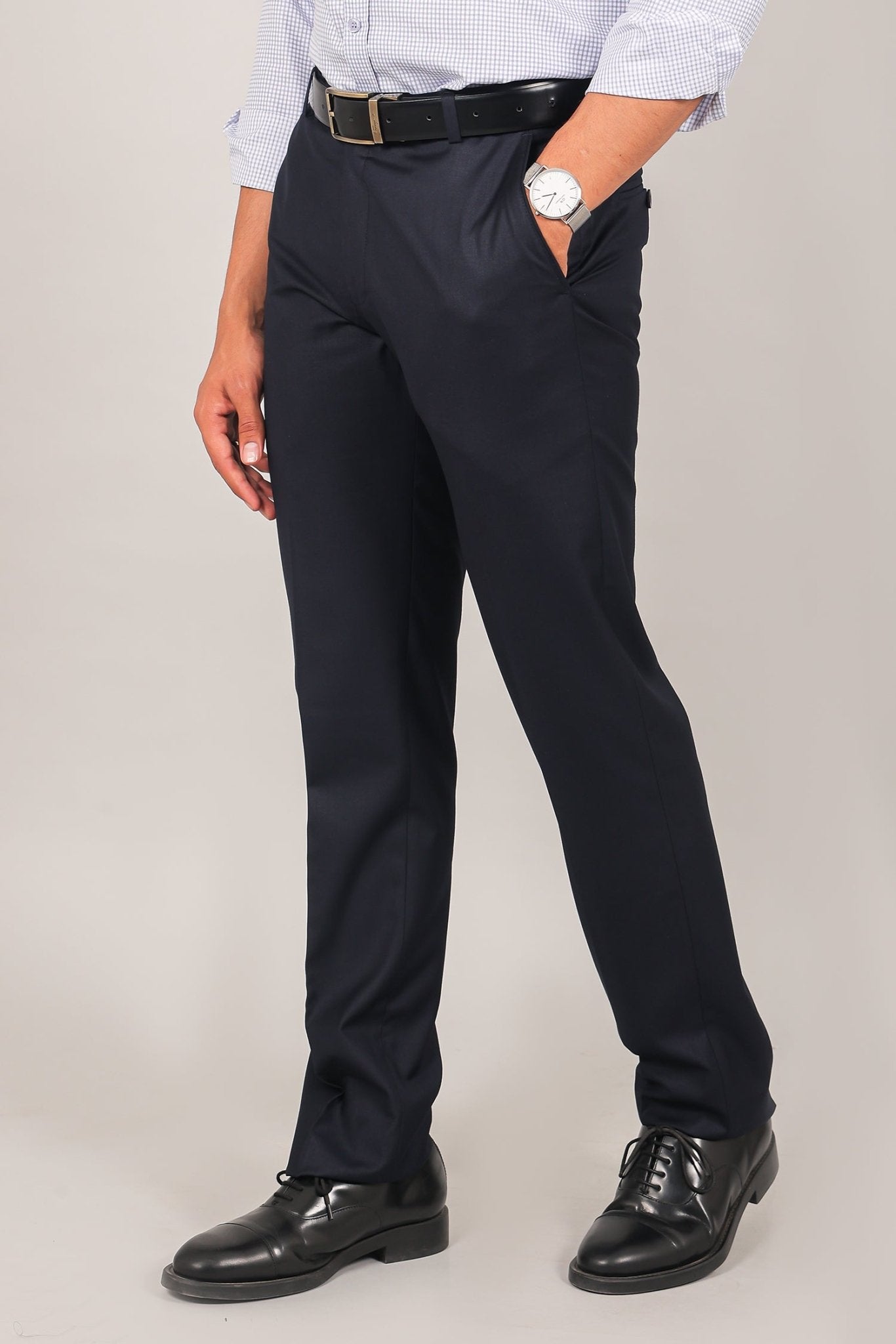 Bluebird Men's Navy Blue Formal Trouser 