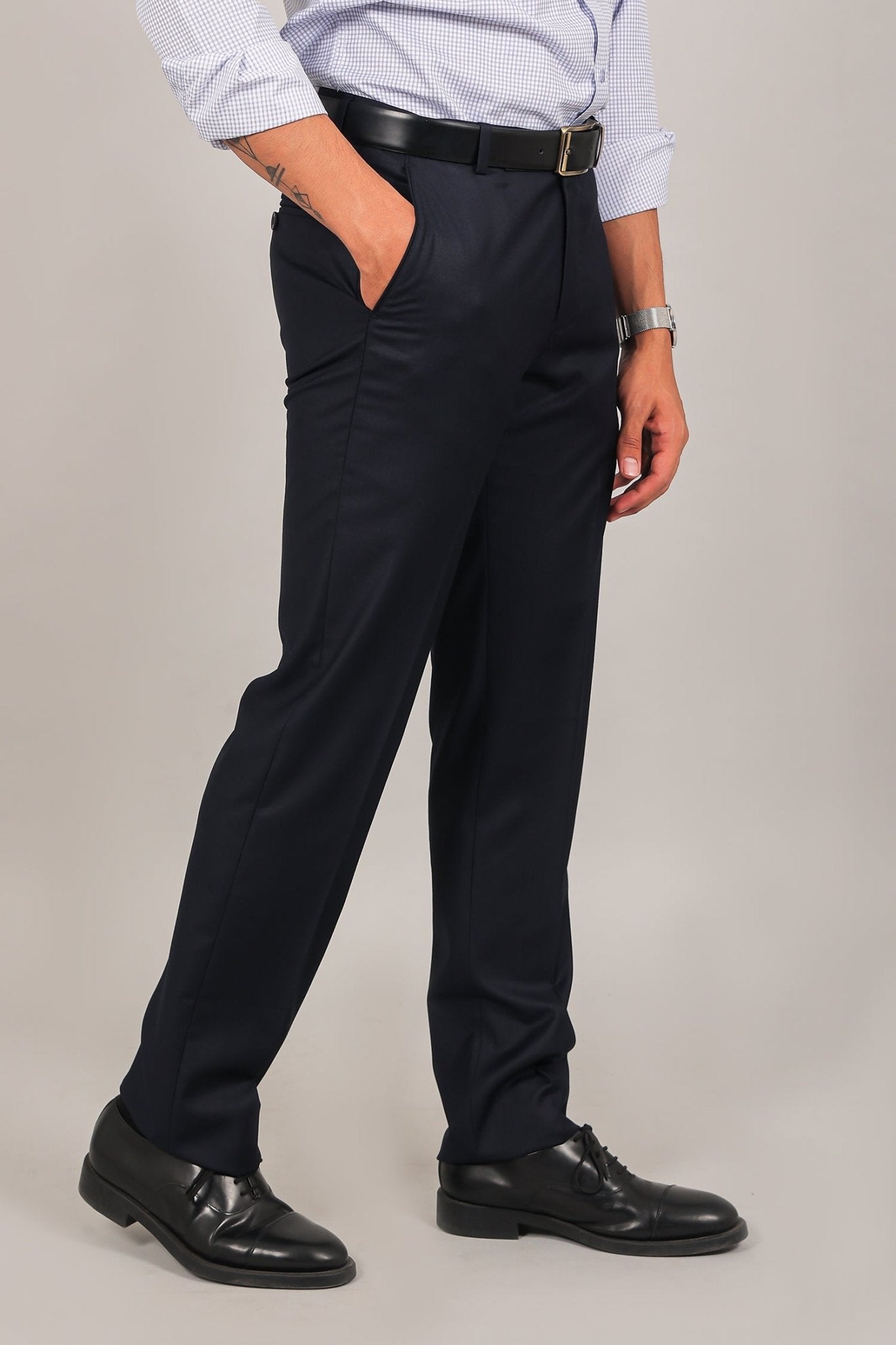 Bluebird Men's Navy Blue Formal Trouser 