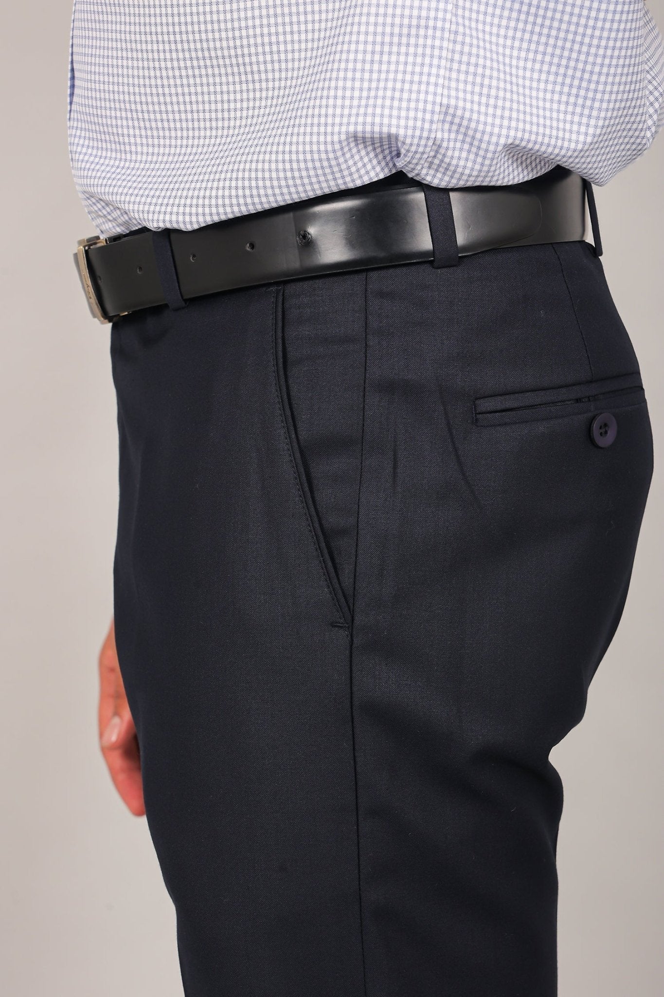 Bluebird Men's Navy Blue Formal Trouser 