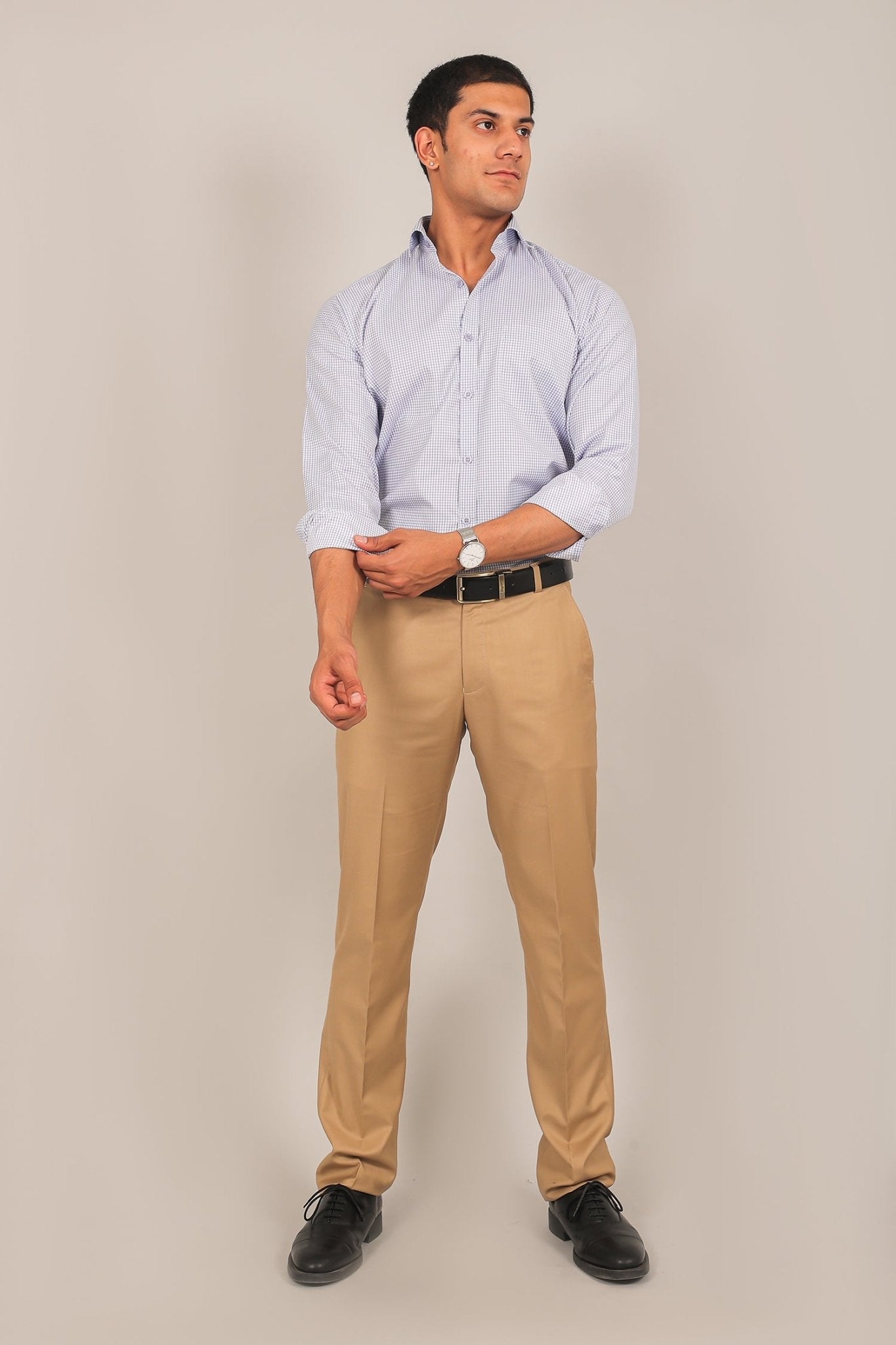 Bluebird Men's Sand Brown Formal Trouser 