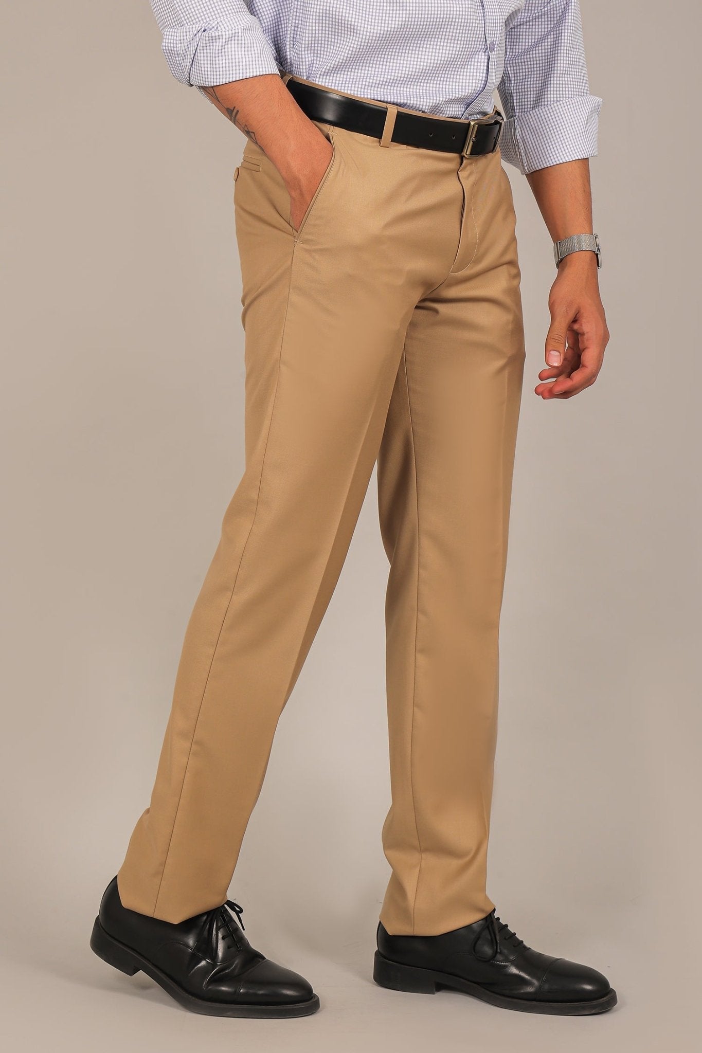 Bluebird Men's Sand Brown Formal Trouser 