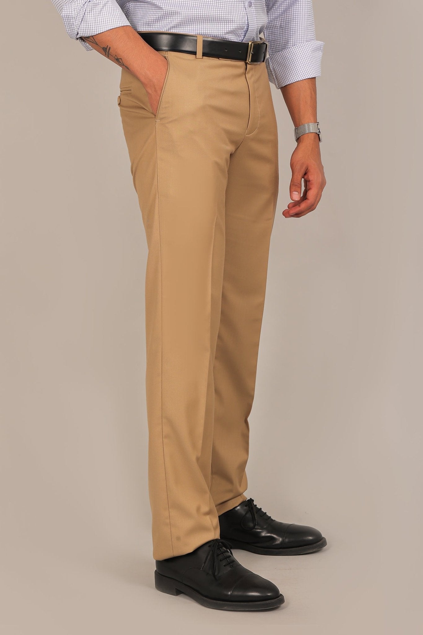 Bluebird Men's Sand Brown Formal Trouser 