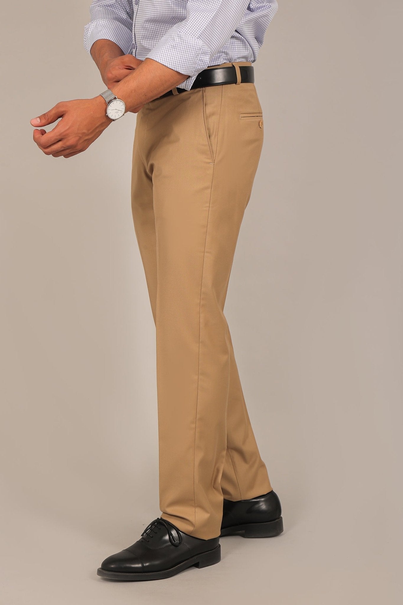 Bluebird Men's Sand Brown Formal Trouser 