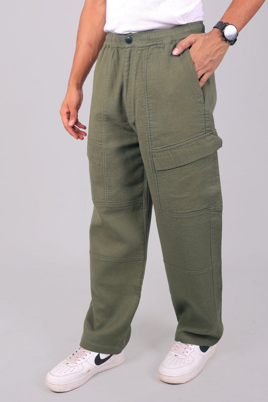 Bluebird Men's Slim Fit Cotton Cargo Pant Army Green 