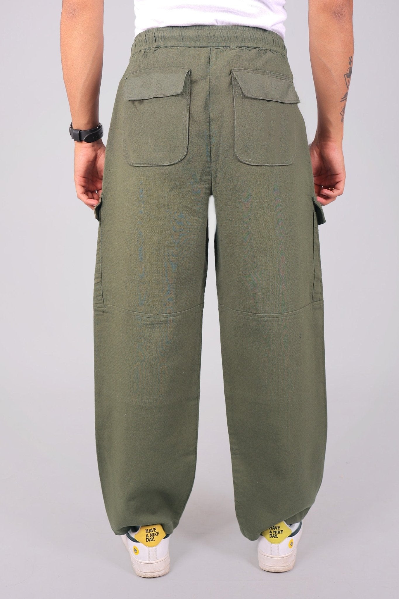 Bluebird Men's Slim Fit Cotton Cargo Pant Army Green 