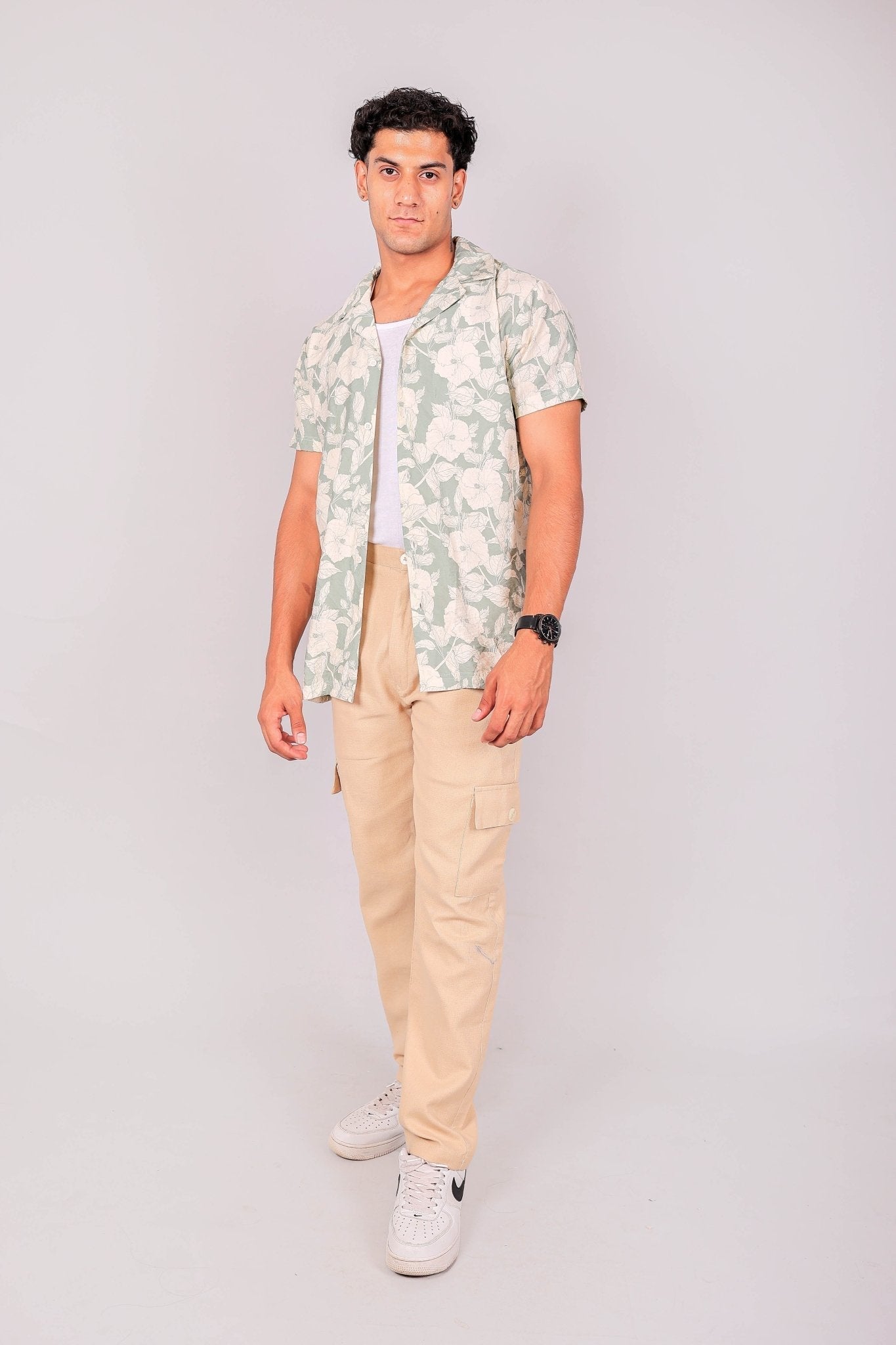 Bluebird Men's Slim Fit Cotton Cargo Pant Beige 