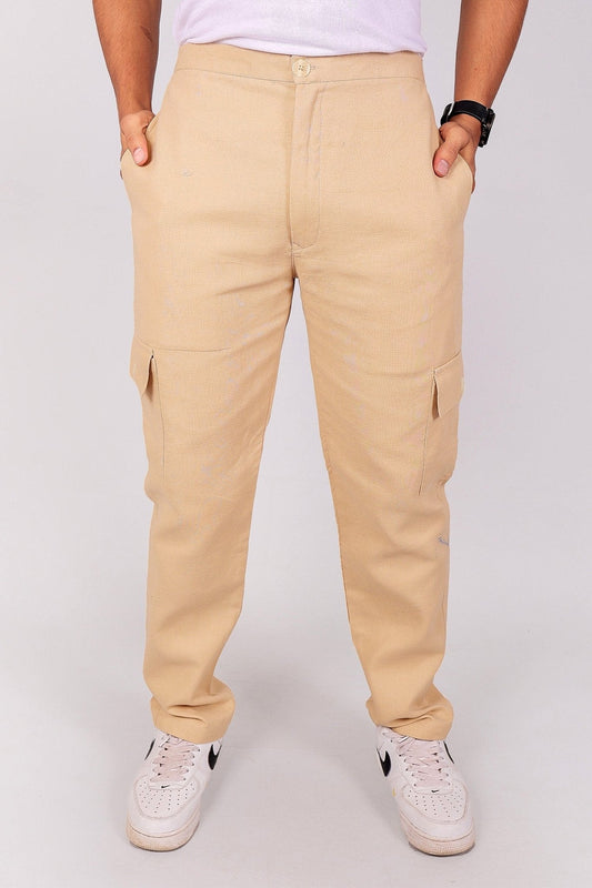 Bluebird Men's Slim Fit Cotton Cargo Pant Beige 