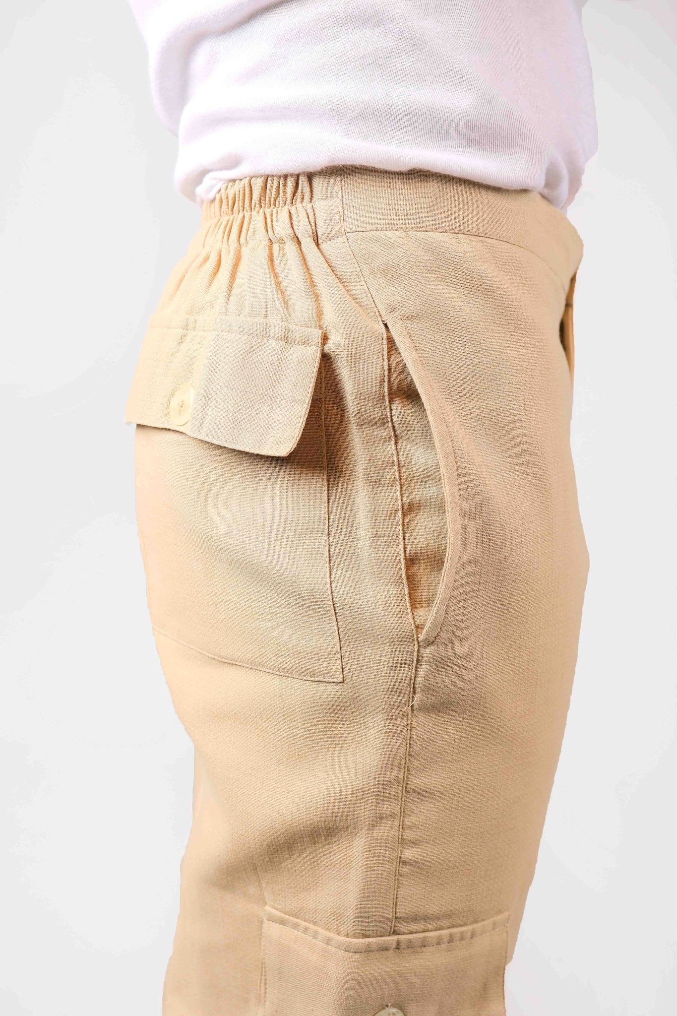 Bluebird Men's Slim Fit Cotton Cargo Pant Beige 
