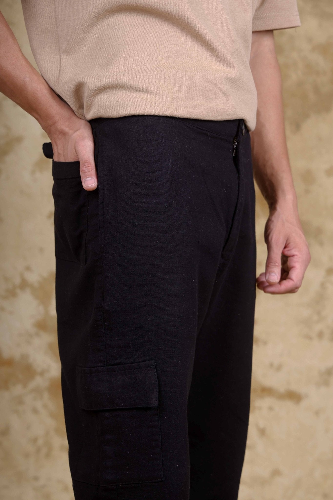 Bluebird Men's Slim Fit Cotton Cargo Pant Black 