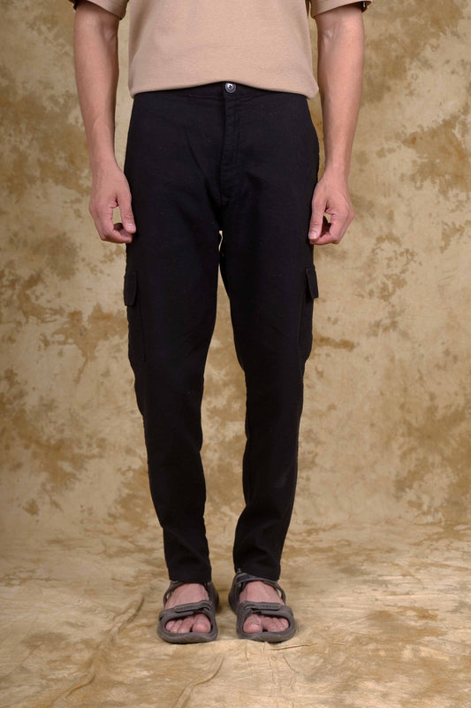 Bluebird Men's Slim Fit Cotton Cargo Pant Black 