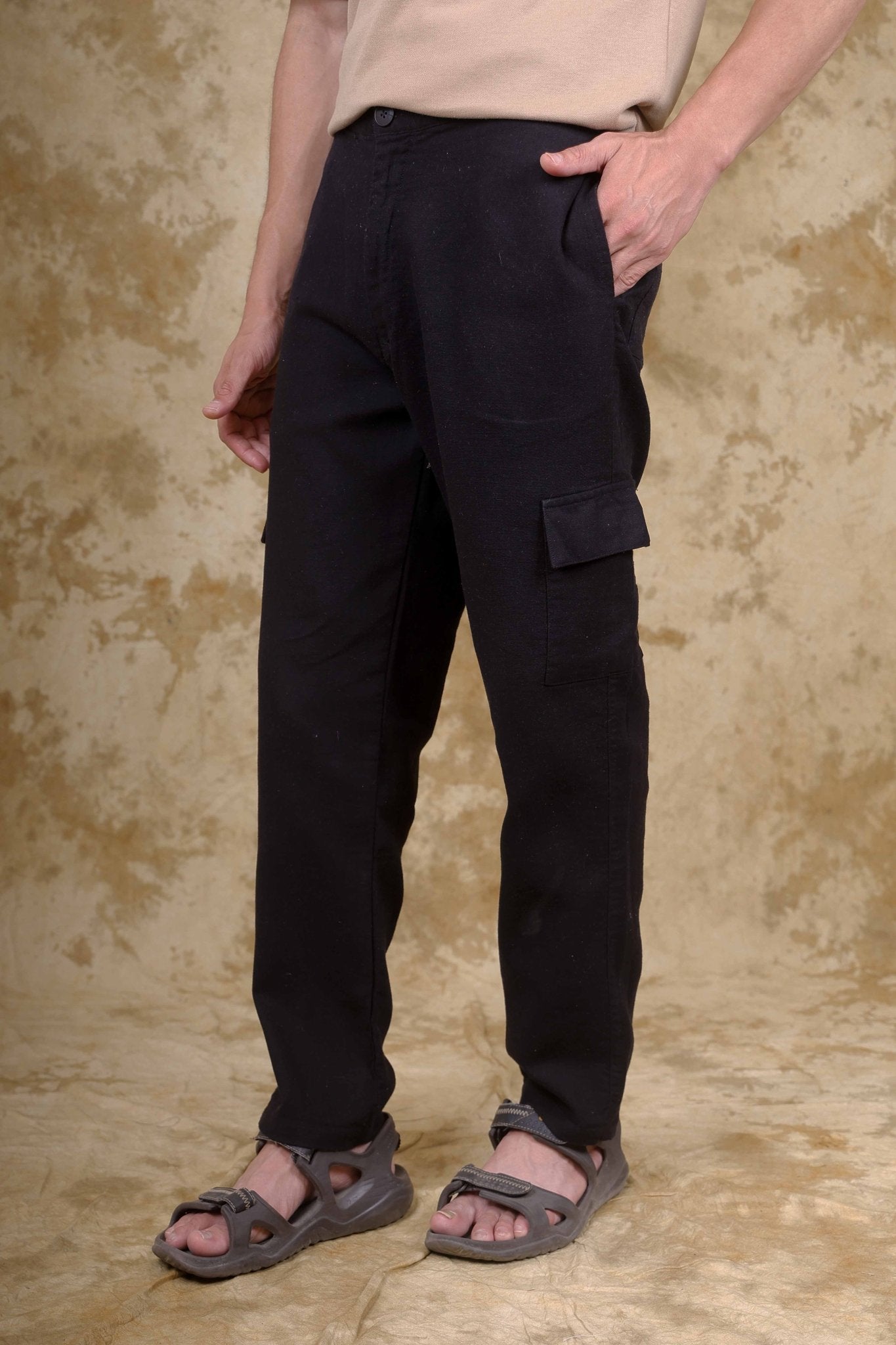 Bluebird Men's Slim Fit Cotton Cargo Pant Black 