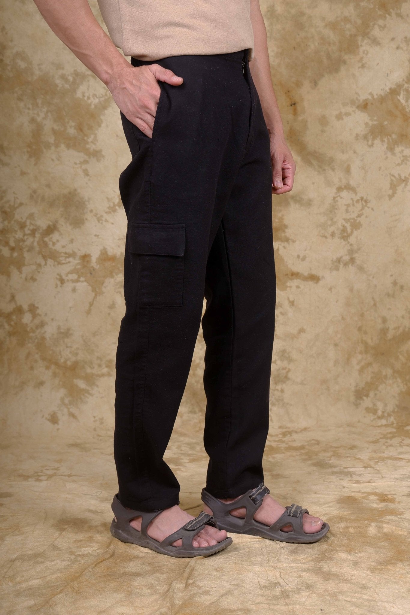 Bluebird Men's Slim Fit Cotton Cargo Pant Black 