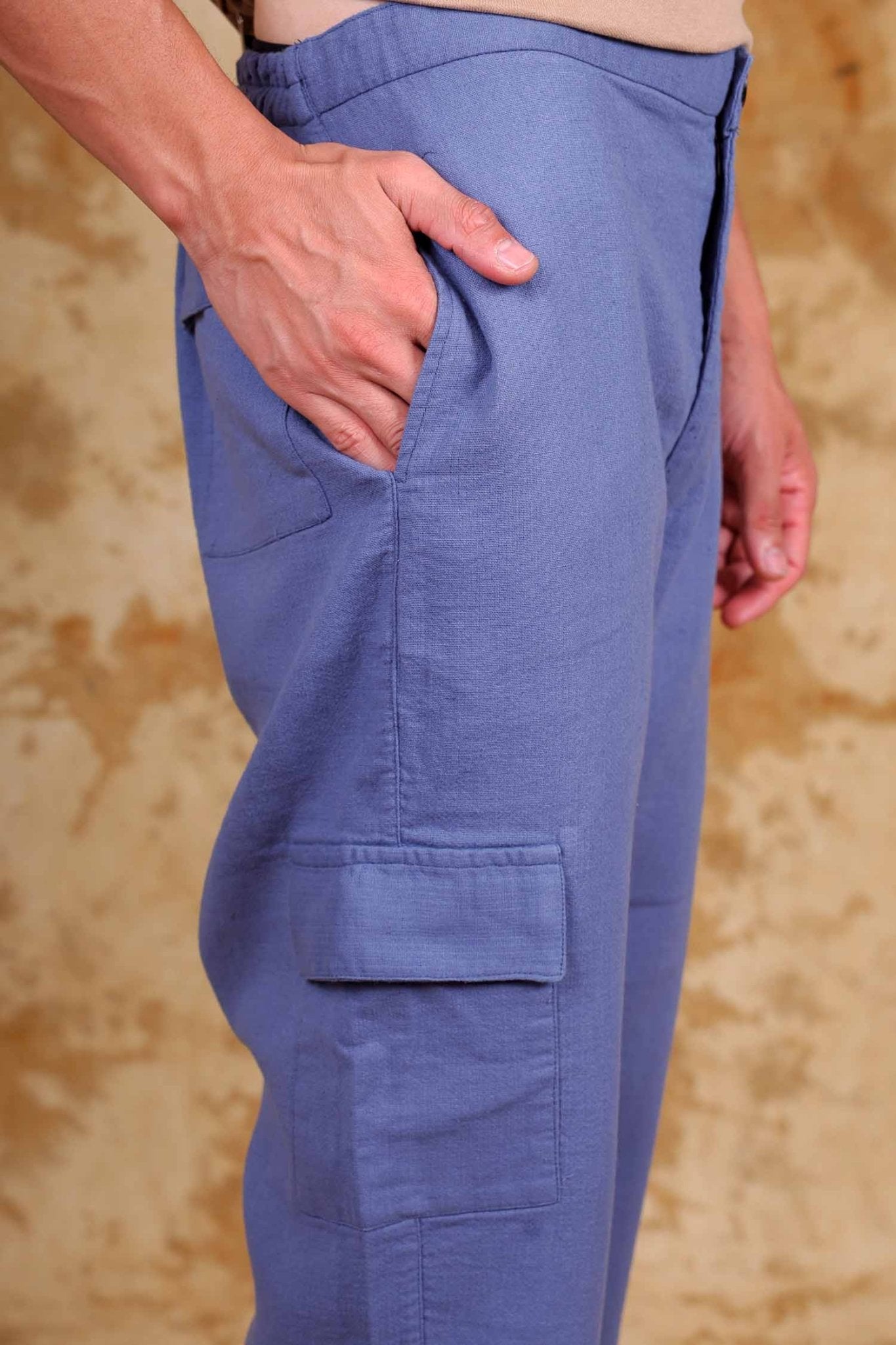 Bluebird Men's Slim Fit Cotton Cargo Pant Blue 