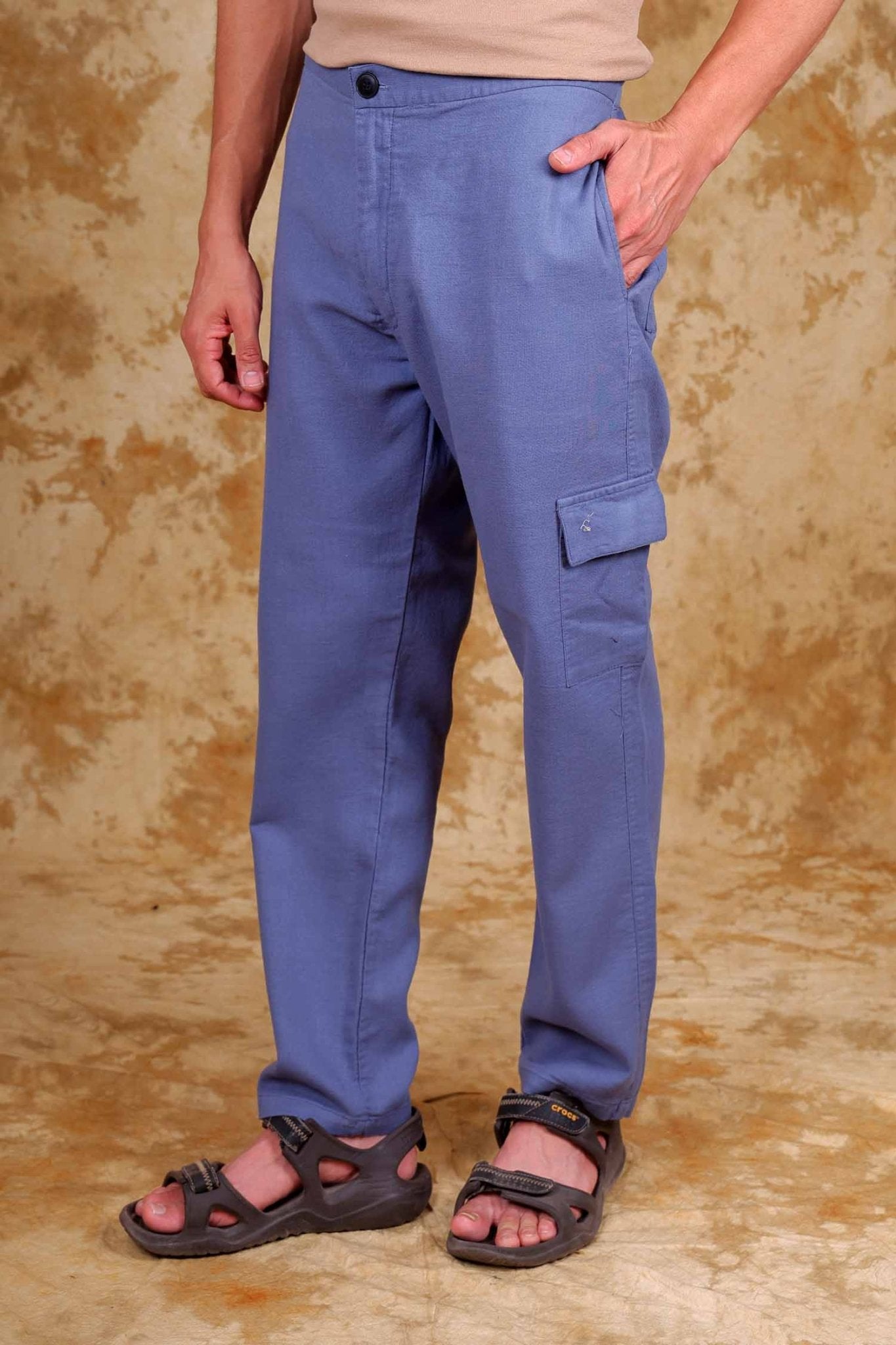 Bluebird Men's Slim Fit Cotton Cargo Pant Blue 