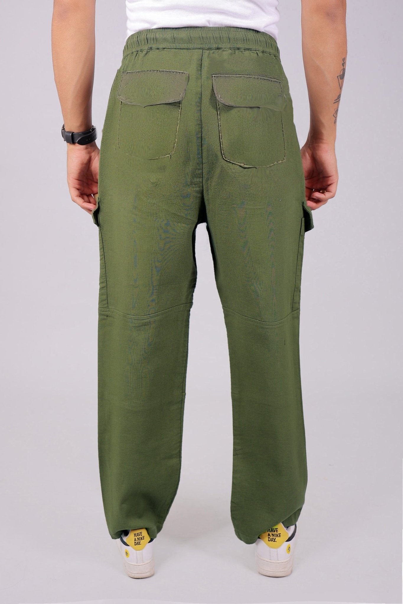Bluebird Men's Slim Fit Cotton Cargo Pant Green 