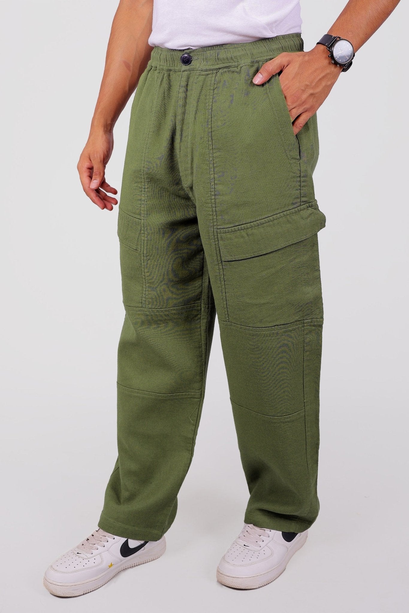 Bluebird Men's Slim Fit Cotton Cargo Pant Green 