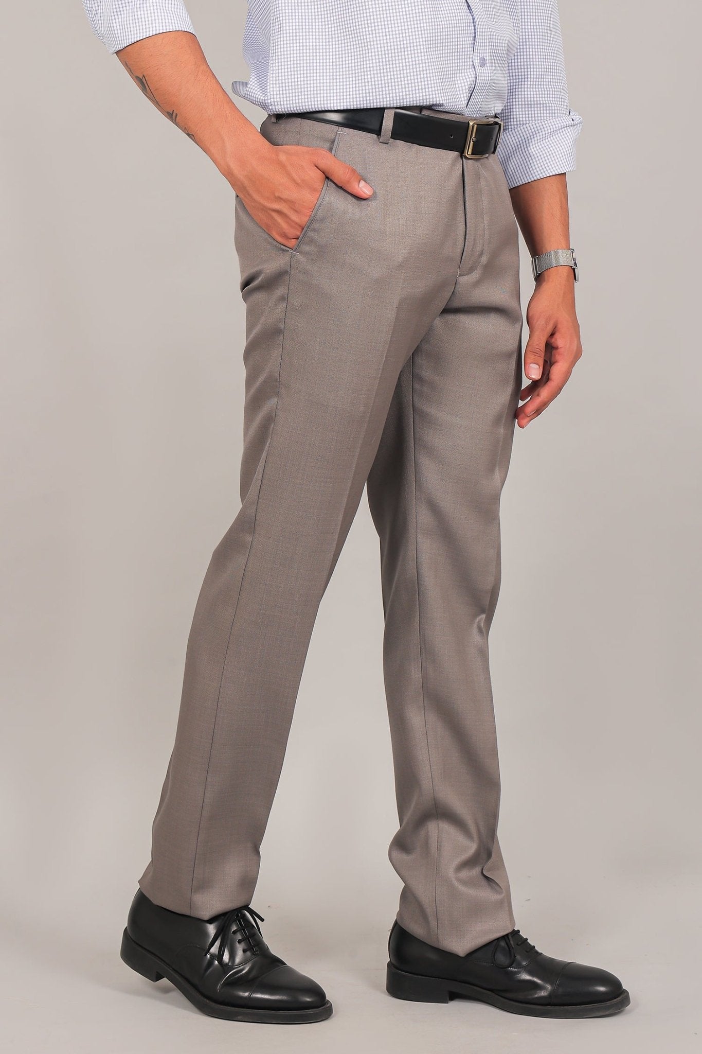 Bluebird Men's Taupe Formal Trouser 