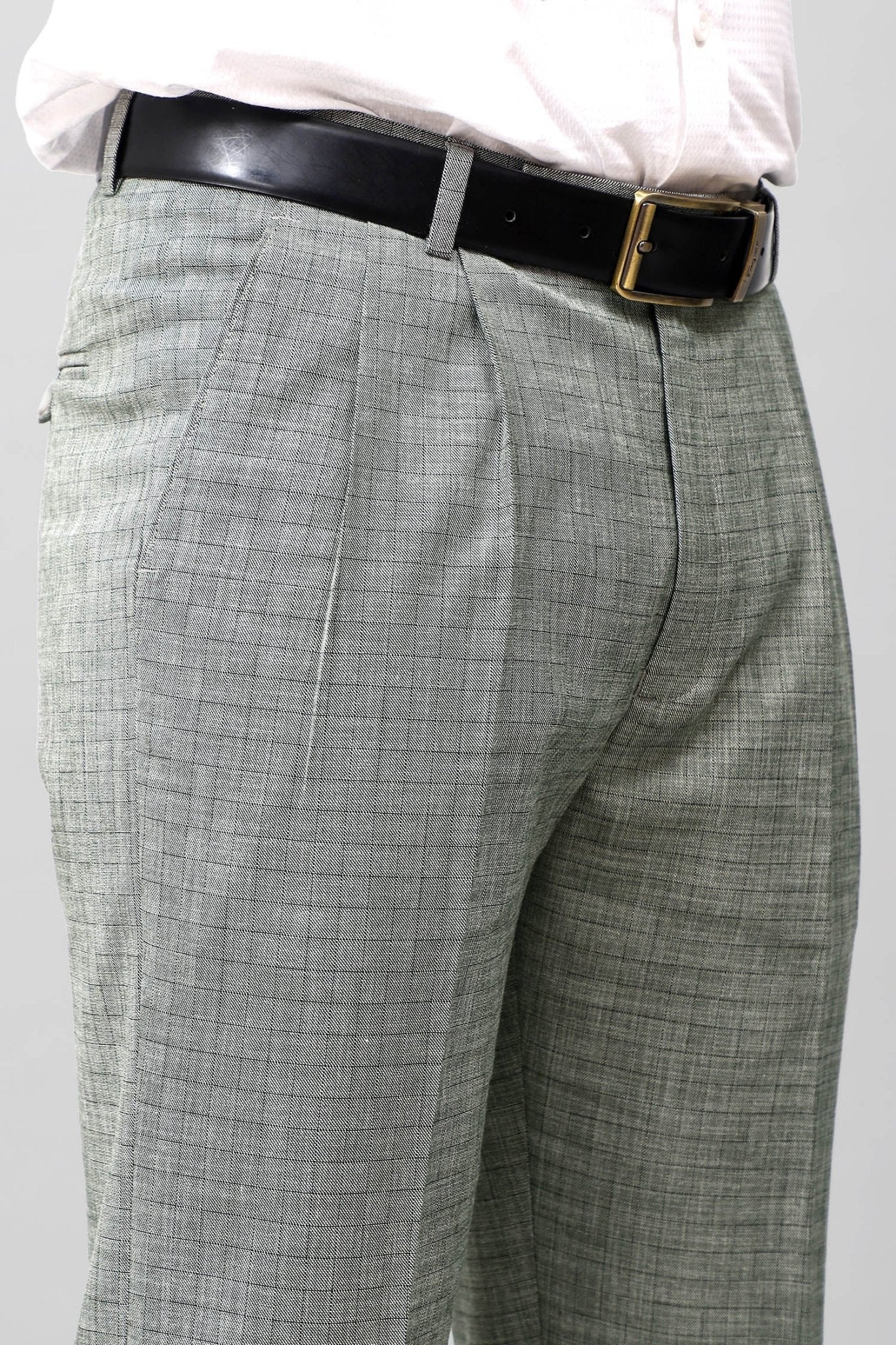 Bluebird Premium Light Grey Check Pleated Trouser 