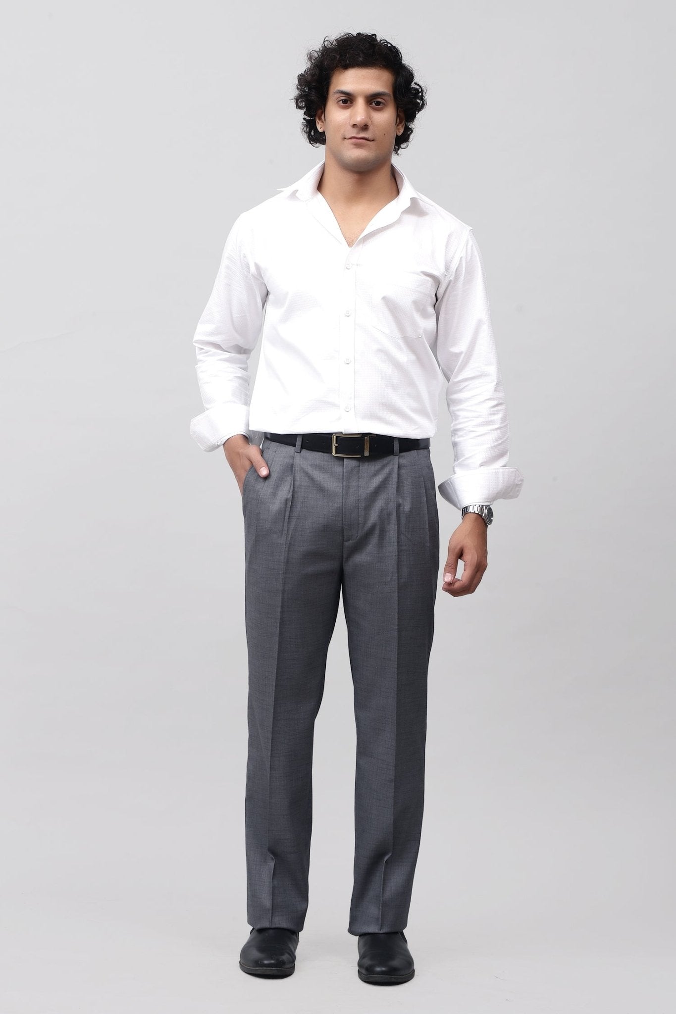 Bluebird Sophisticated Dark Grey Pleated Trouser 