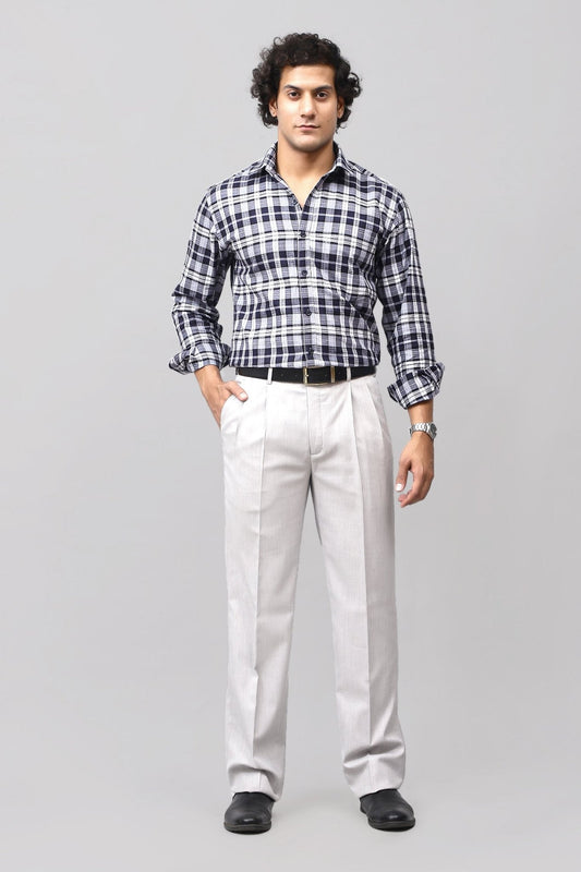 Bluebird Subtle Light Grey Pleated Trouser 
