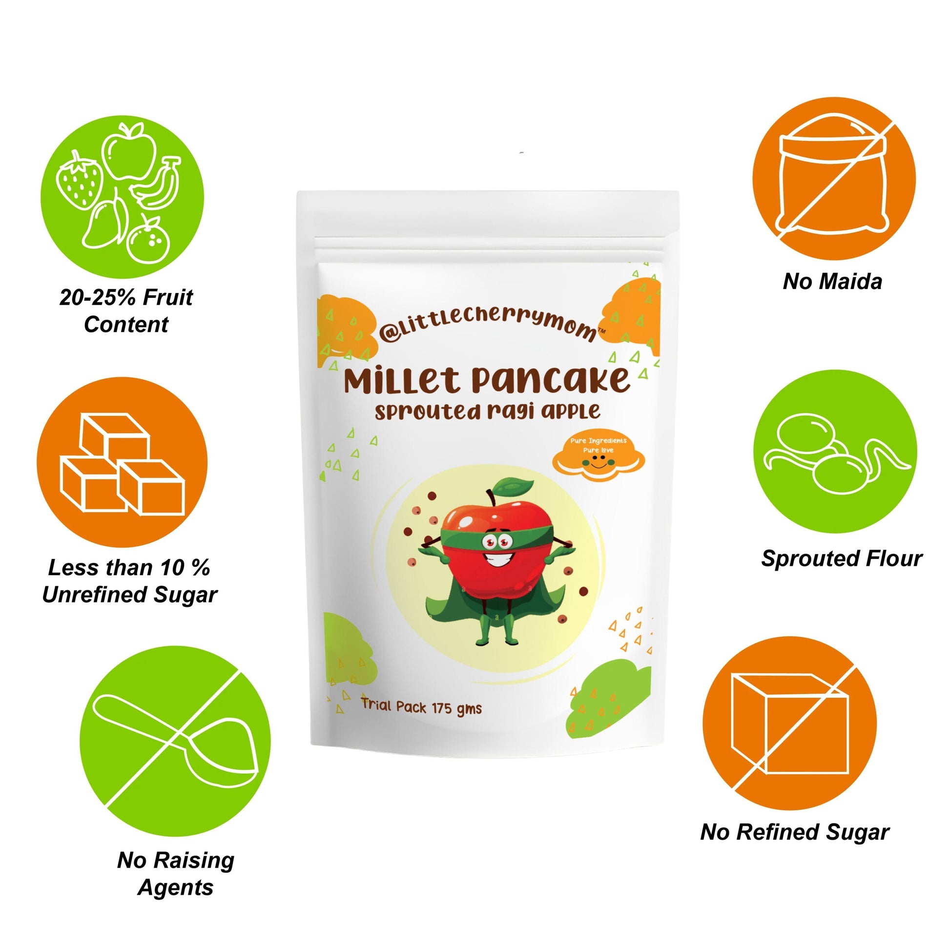 Littlecherrymom Pancake Mix Sprouted Ragi Apple 