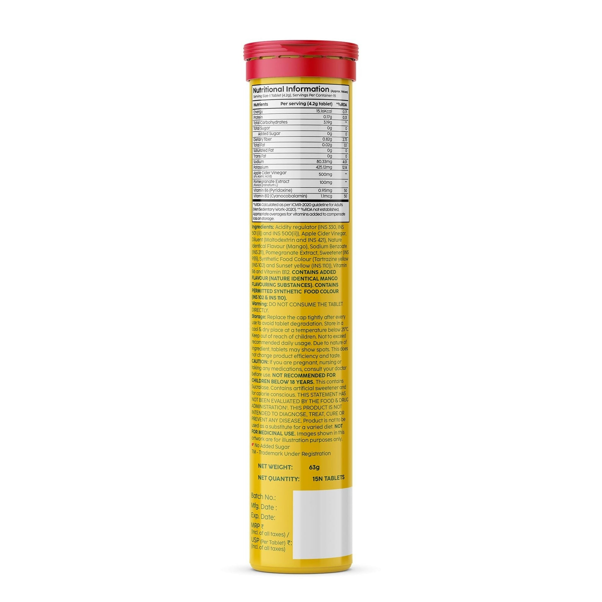 PLIX The Plant Fix Apple Cider Vinegar Effervescent Tablets with Mother - Mango 