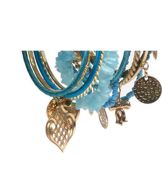 Gold-Plated Alloy Designer Blue Stone Bracelet Bangle Set - The Pari - Grab2buy
