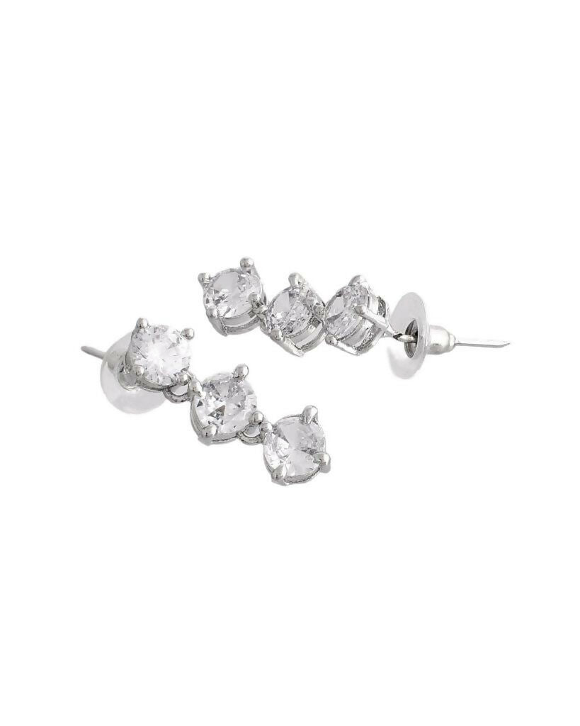 VOJ Silver Plated AD Studded Choker Jewellery Set 