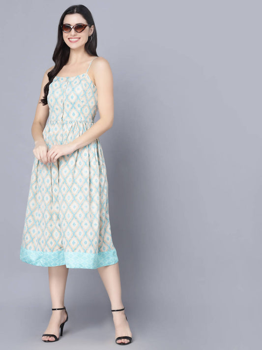 Myshka Multicoloured Floral Organic Cotton Crepe Midi Dress