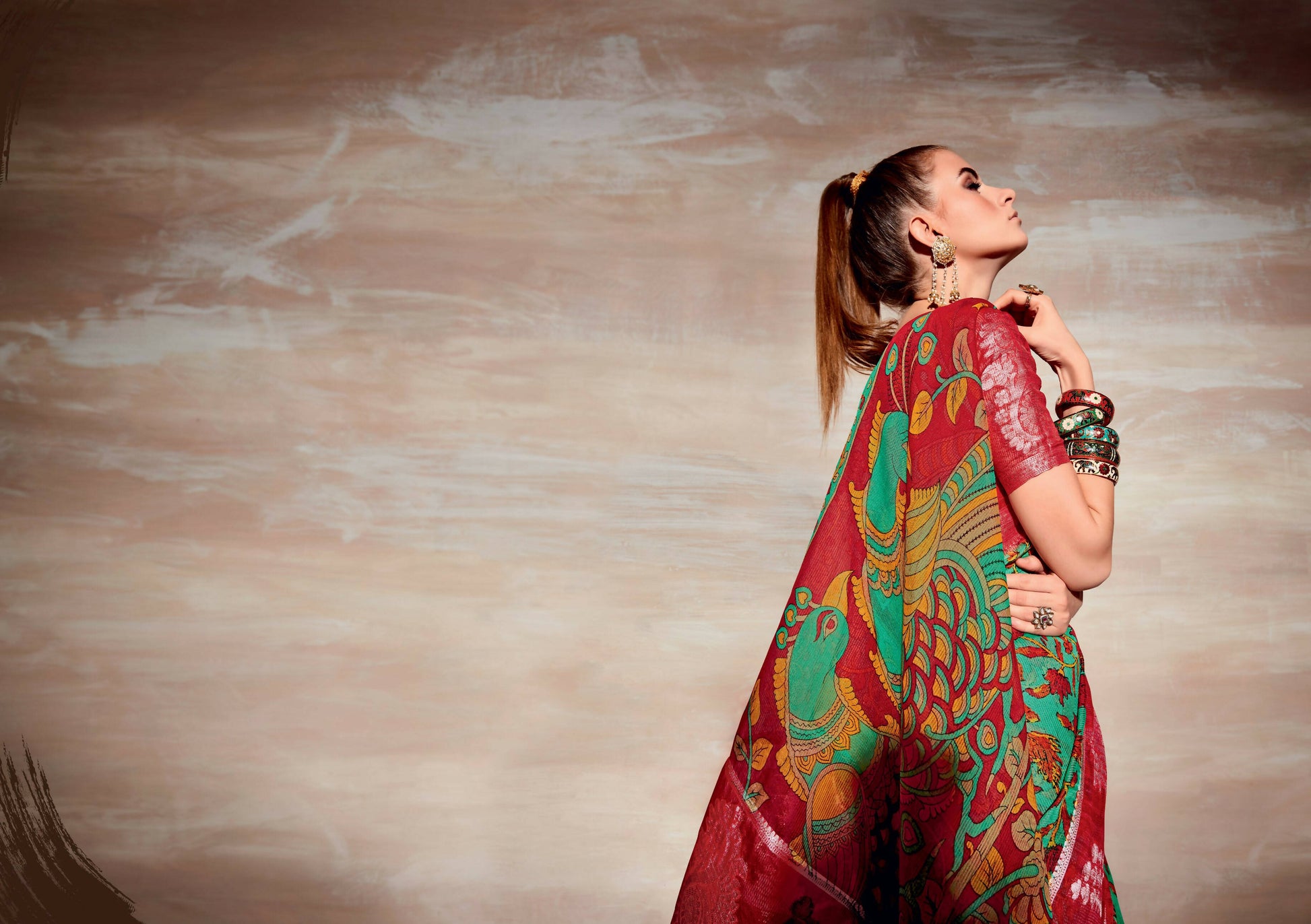 Sea Green Cotton Floral Printed Saree With Unstitched Blouse Piece - Kathika