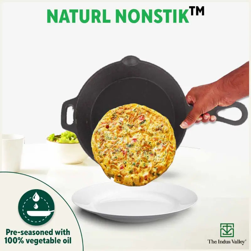 The Indus Valley CASTrong Cast Iron Cookware Set: Tawa+ Kadai+ Fry Pan, Kitchen Set for Home, Pre-seasoned, 100% Pure, Toxin-free, Tadka Pan