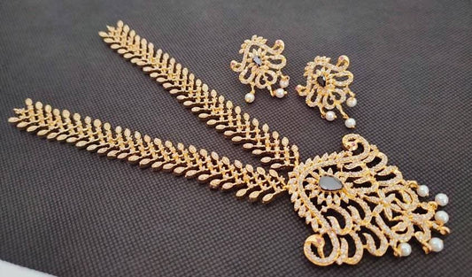 Black Ad Bridal Peacock Necklace With Earrings